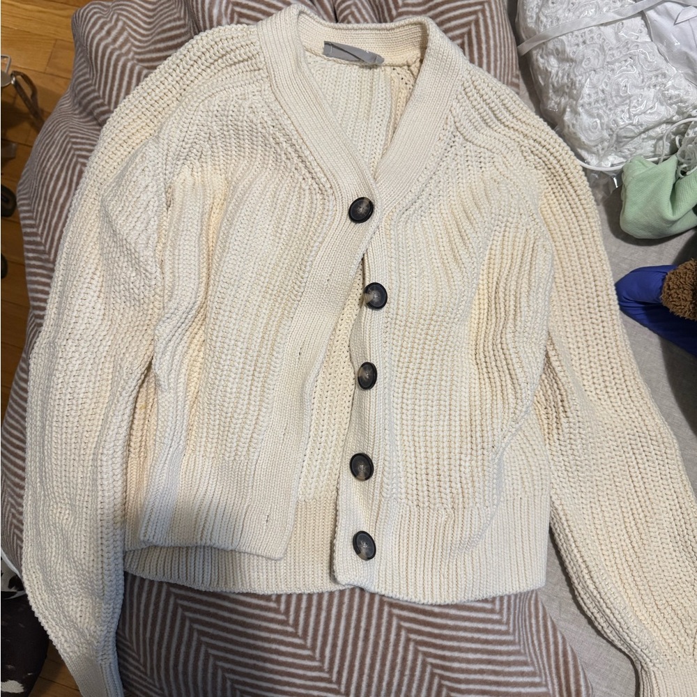 Everlane Off-White Button-Up Cardigan